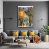 Romantische regenachtige avond straatbeeld impress perfect poster