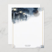 Romantische regenachtige nacht - Elegant briefpapi (Voorkant / Achterkant)