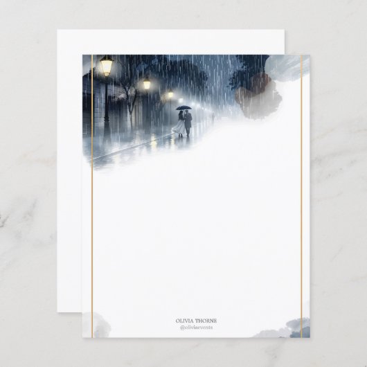 Romantische regenachtige nacht - Elegant briefpapi (Voorkant / Achterkant)