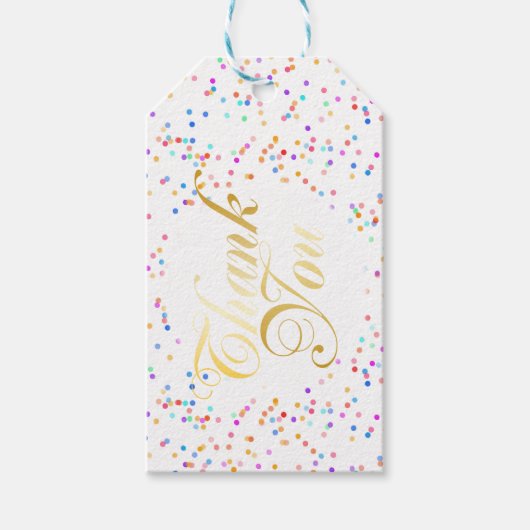 Romantische Regenboog Confetti Bedankt Cadeaulabel (Voorkant)