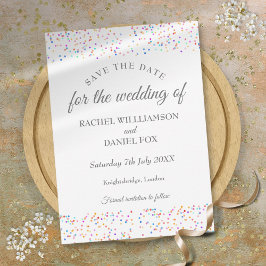 Romantische Regenboog Confetti Bruiloft Save The Date