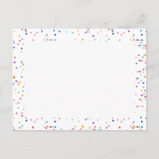 Romantische Regenboog Confetti Save the Date Aankondigingskaart (Achterkant)