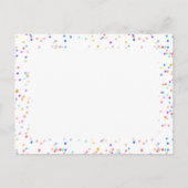 Romantische Regenboog Confetti Save the Date Briefkaart (Achterkant)