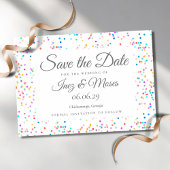Romantische Regenboog Confetti Save the Date Briefkaart
