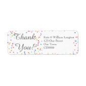 Romantische regenboog confetti script bedankt etiket (Voorkant)