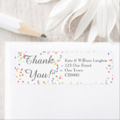 Romantische Regenboog Confetti Script Dankjewel Etiket (Insitu)