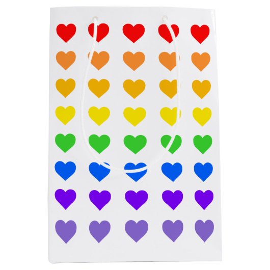 Romantische regenboog harten medium cadeauzakje (Voorkant)