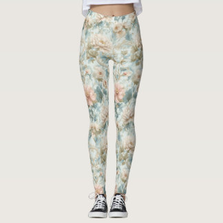 Romantische Regency Pastel Bloemenprint Leggings