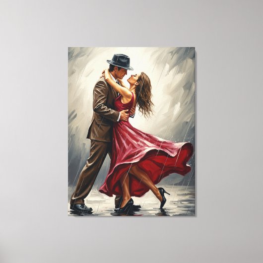 Romantische regendans  canvas afdruk (Voorkant)