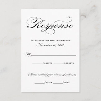Romantische responskaarten - zwart en wit RSVP kaartje