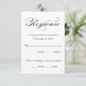 Romantische responskaarten - zwart en wit RSVP kaartje (Staand voorkant)