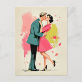 Romantische Retro Koppelkus Briefkaart (Voorkant)
