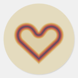 Romantische Retro Oranje Hart Optische Kunst Ronde Sticker