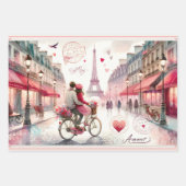 Romantische Retro Paris Love Roze Inpakpapier Vel (Voorkant 3)