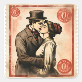 Romantische Retro Postzegel Stickers
