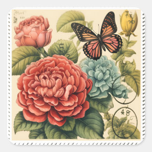 Romantische Retro Postzegel Stickers