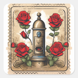 Romantische Retro Postzegel Stickers