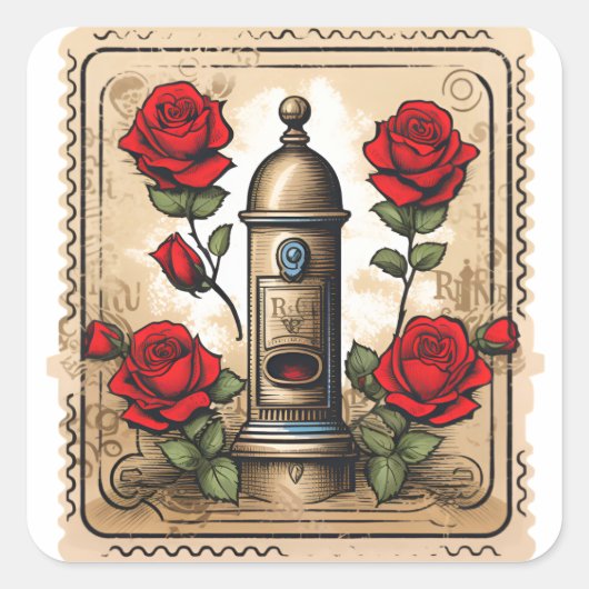 Romantische Retro Postzegel Stickers (Voorkant)