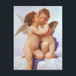 Romantische Reverie - Eerste Kus door Bouguereau Briefkaart<br><div class="desc">Voor de mensen die op zoek zijn naar de klassieke kunst,  romantische thema's en  elegantie,  is dit de beste kunst met het schilderij "First Kiss" van Bouguereau</div>