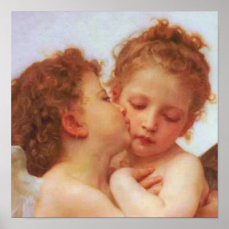 Romantische Reverie - Eerste Kus door Bouguereau" Poster