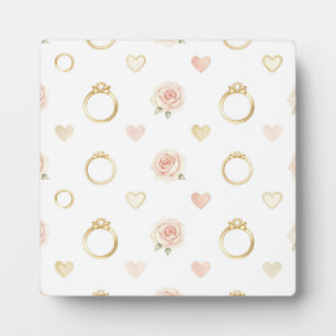 Romantische Ringen en Rozen Naadloos Patroon Fotoplaat