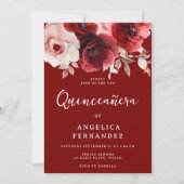 Romantische robijnrode roos Vibrant Quinceanera 15 Kaart (Voorkant)