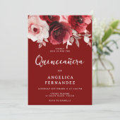 Romantische robijnrode roos Vibrant Quinceanera 15 Kaart (Staand voorkant)