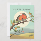 Romantische Robins op een Branch Valentijnsdag Feestdagenkaart (Voorkant)