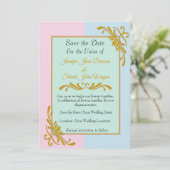 Romantische Rococo Bloemen Bruiloft Save The Date (Staand voorkant)