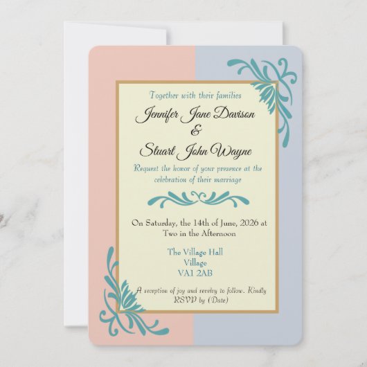 Romantische rococo bloemenbruiloft kaart (Voorkant)