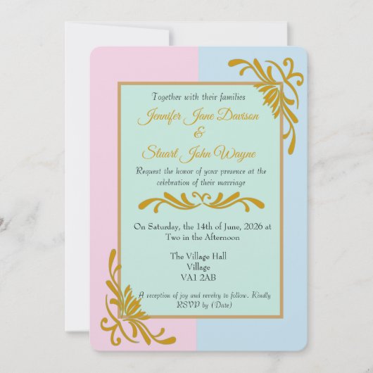 Romantische rococo bloemenbruiloft kaart (Voorkant)