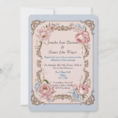 Romantische rococo bloemenbruiloft kaart (Voorkant)