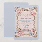 Romantische rococo bloemenbruiloft kaart (Voorkant / Achterkant)