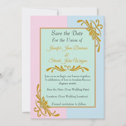 Romantische Rococo Bloemige Bruiloft Save The Date (Voorkant)