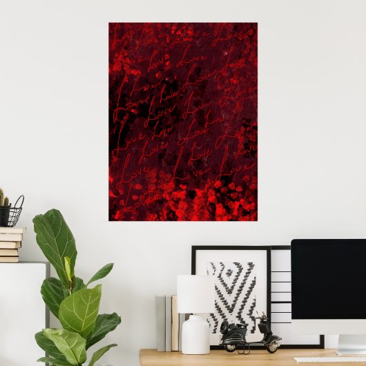 Romantische rode abstracte wandkunstposter poster (Thuiskantoor)
