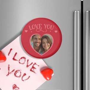 Romantische rode achtergrond met aangepaste foto magneet
