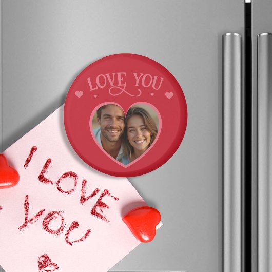 Romantische rode achtergrond met aangepaste foto magneet