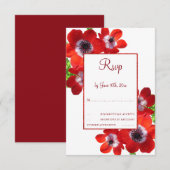 Romantische Rode Anemonen Bloemstuk RSVP Kaartje (Voorkant / Achterkant)