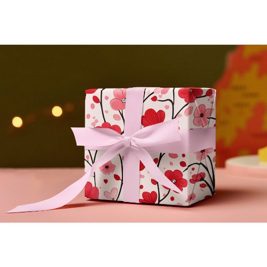 Romantische rode bloem cadeaupapier