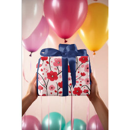 Romantische rode bloem cadeaupapier