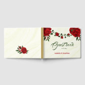 Romantische rode bloem groen bruiloft gastenboek (Volledig)