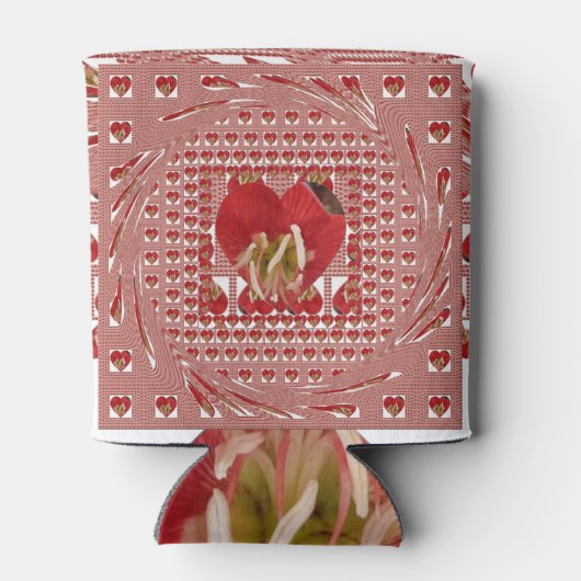 Romantische rode bloem hart ontwerp 4 speciale mom blikjeskoeler (Achterkant)