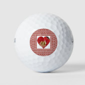 Romantische rode bloem hart ontwerp 4 speciale mom golfballen (Voorkant)