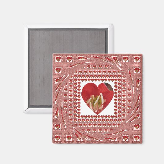 Romantische rode bloem hart ontwerp 4 speciale mom magneet (Voorkant / Achterkant)