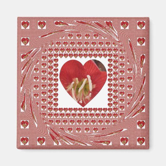 Romantische rode bloem hart ontwerp 4 speciale mom magneet (Voorkant)