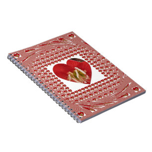 Romantische rode bloem hart ontwerp 4 speciale mom notitieboek