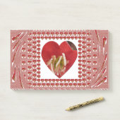 Romantische rode bloem hart ontwerp 4 speciale mom post-it® notes (Op bureau)