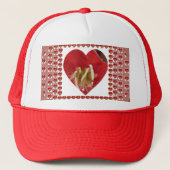 Romantische rode bloem hart ontwerp 4 speciale mom trucker pet (Voorkant)