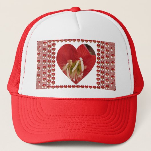 Romantische rode bloem hart ontwerp 4 speciale mom trucker pet (Voorkant)