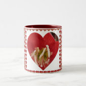 Romantische rode bloem hart ontwerp 4 speciale mom tweekleurige koffiemok (Center)